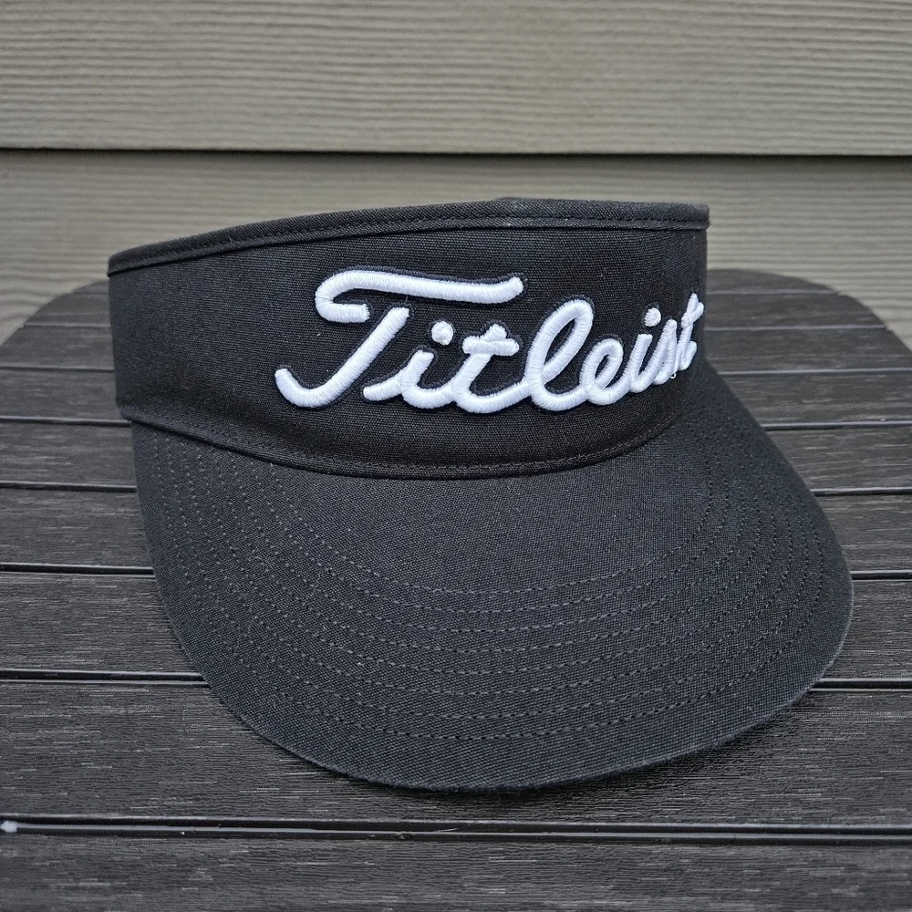 Titleist x Footjoy Players Classic Visor Black White Embroidered Velcro Back OS
